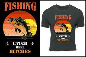 bobina cadelas pegar pesca.pesca camiseta vetor