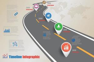 infográfico de cronograma de roteiro de negócios com ponteiro projetado para abstrato modelo de marco elemento diagrama moderno processo tecnologia digital marketing dados apresentação gráfico ilustração vetorial vetor