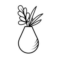 oval vertical em forma escrivaninha plantar folhas vetor ícone esboço isolado em quadrado branco fundo. simples plano minimalista delineado desenho animado desenho. botânico natural jardim arte.
