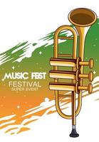 pôster do festival de música com trompetes vetor