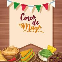 celebração do cinco de maio com comida deliciosa na mesa vetor