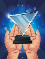 filmes prêmio troféu triângulo de vidro vetor