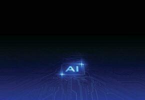 chipset de inteligência artificial na placa de circuito em arte de tecnologia de conceito futurista para web, banner, cartão, capa. ilustração vetorial vetor