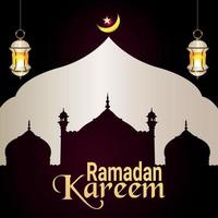 Ramadan Kareem islâmico festival celebração fundo com lua dourada e lanterna vetor