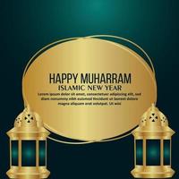 Feliz muharram islâmico ano novo cartão comemorativo com ilustração vetorial vetor