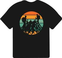 caminhada camiseta Projeto. selvagem, montanha, caminhante, e aventura silhuetas vetor ilustração.