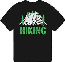 caminhada camiseta Projeto. selvagem, montanha, caminhante, e aventura silhuetas vetor ilustração.