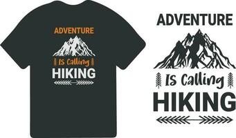 caminhada camiseta Projeto. selvagem, montanha, caminhante, e aventura silhuetas vetor ilustração.