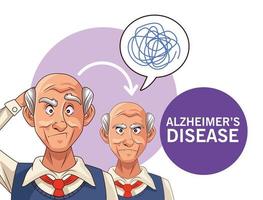 idosos, pacientes com doença de Alzheimer, com balões de fala e rabiscos vetor
