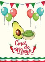 Festa de cinco de maionese com molho guacamole vetor