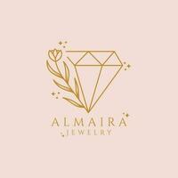 joalheria logotipo diamante beleza linha arte vetor ilustração Projeto