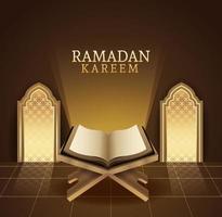 celebração do Ramadã Kareem com livro do Corão vetor