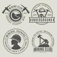 conjunto do a vintage subterrâneo mineração companhia logotipos, emblemas, Distintivos, e Projeto elementos. vetor ilustração