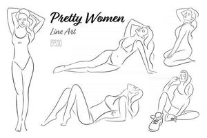 coleção de arte de mulheres em diferentes poses vetor