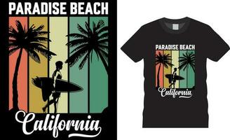 paraíso de praia Califórnia verão t camisa Projeto vetor modelo
