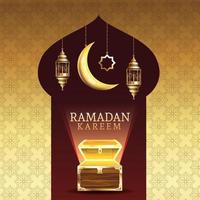 celebração ramadan kareem com baú vetor