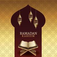 celebração do Ramadã Kareem com livro do Corão vetor