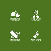 ervas cápsula farmacia logotipo vetor ilustração