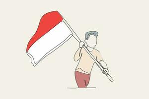 cor ilustração do uma homem corrida com uma bandeira vetor