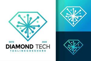 diamante tecnologia digital logotipo vetor ícone ilustração