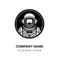 explorar Novo fronteiras com nosso astronauta inspirado logotipo Projeto. audacioso, futurista, e pronto para lançamento seu marca para dentro espaço. vetor