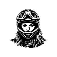 motocross menina motociclista logotipo Projeto ilustração vetor