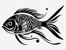 único e intrincado tribal tatuagem Projeto apresentando uma peixe, representando abundância, prosperidade, e harmonia com natureza vetor