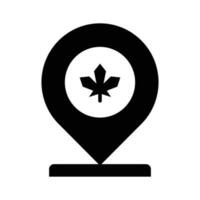 localização PIN com bordo folha, ícone do canadense localização dentro moderno estilo vetor