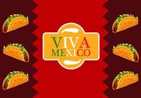 pôster de restaurante de comida mexicana com tacos e moldura de letras vetor