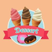 Doce delicioso sorvete e ícone de pastelaria de donuts vetor