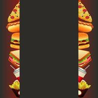 delicioso modelo de menu de fast food moldura quadrada em fundo cinza vetor