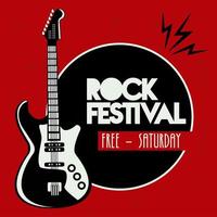 pôster de letras do festival de rock ao vivo com guitarra elétrica vetor