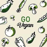 cartaz de letras veganas com padrão de vegetais vetor