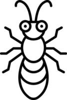 Preto linha arte desenho animado abelha ícone dentro plano estilo. vetor