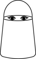 Preto linha arte ilustração do muçulmano mulher face ícone. vetor