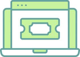 verde e branco cor conectados bilhete reserva a partir de computador portátil ícone. vetor