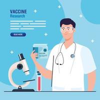 pesquisa de vacinas médicas médico com instrumentos de laboratório em desenvolvimento de vacina contra coronavírus covid19 vetor