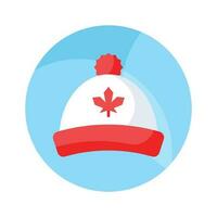 bordo folha em chapéu mostrando conceito vetor do canadense cultural chapéu, Customizável ícone