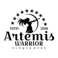 artemis deusa logotipo ícone ilustração vetor em branco fundo, arqueiro logotipo