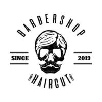 vetor vintage barbearia logotipo para seu projeto. para rótulo, crachá, sinal ou publicidade. homem moderno, logotipo de cabeleireiro.