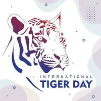 azul roxa do tigre cabeça dentro mão desenhado Projeto para internacional tigre dia campanha Projeto vetor