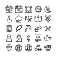 ramadhan icon set vector line for website mobile app apresentação mídia social adequada para interface e experiência do usuário