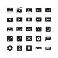 conjunto de ícones do reprodutor de vídeo vetor sólido para mídia social de apresentação de aplicativo móvel de site adequado para interface de usuário e experiência do usuário