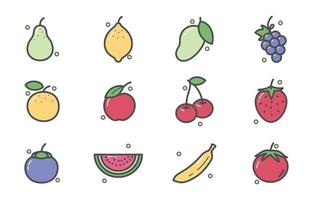 ícone colorido de frutas frescas vetor