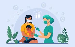 crianças sendo vacinadas vetor
