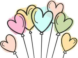 colorida coração em forma balões para amor conceito. vetor