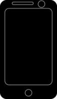 Preto e branco Smartphone dentro plano estilo. glifo ícone ou símbolo. vetor