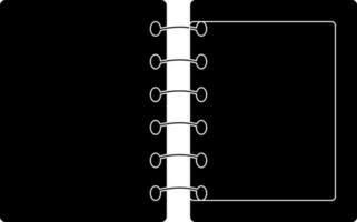 Preto e branco aberto diário dentro plano estilo. glifo ícone ou símbolo. vetor