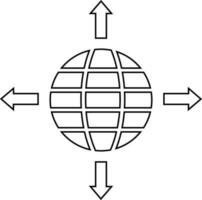 globo com Setas; flechas dentro Preto linha arte ilustração. vetor