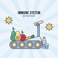 esporte máquina de reforço do sistema imunológico e comida saudável vetor